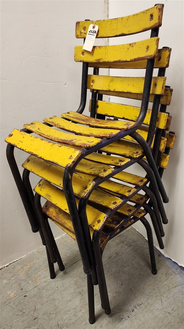 Set 5 Metal Industrial Side Chairs 30" H X 14" W X 12" D (1 of 3)