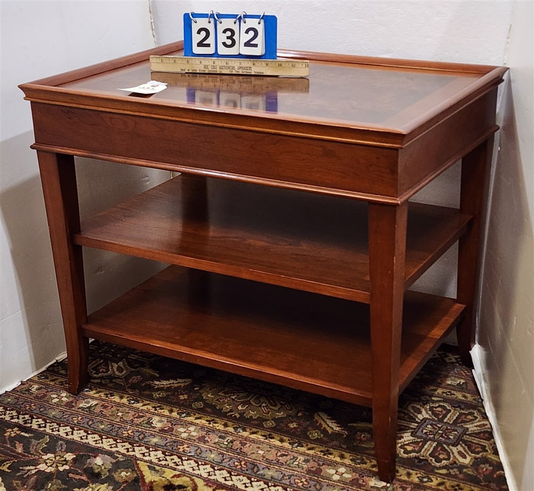 Stickley Cherry & Burl Walnut 3 Tier End Stand 24" H X 28" W X 20" D (1 of 6)