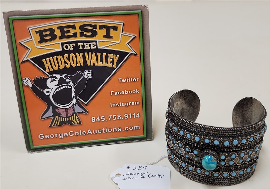 Navajo Silver & Turquoise Cuff (1 of 3)