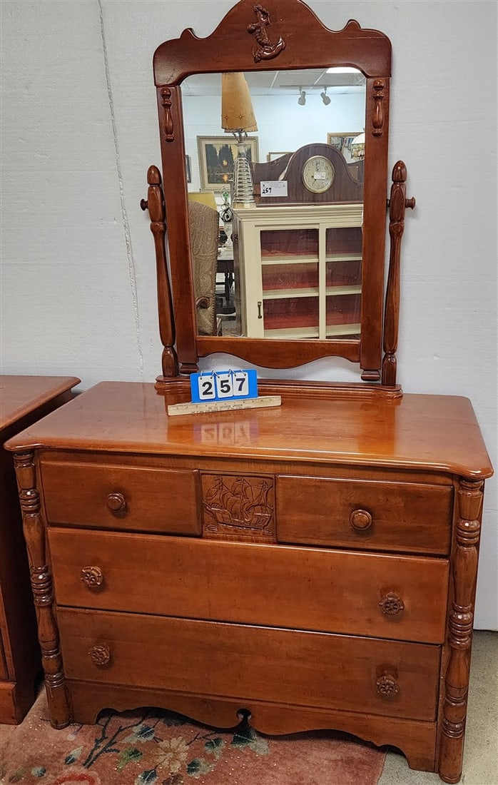 Maple 4 Drawer Dresser 73 1/2" H X 44 1/2" W X 20" D: Maple 4 Drawer Dresser 73 1/2" H X 44 1/2" W X 20" D