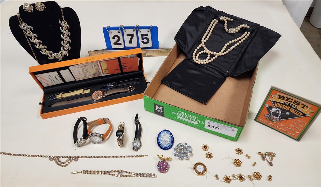 Lot Costume Jewelry & Watches Incl. (1) Stuhrling Cupid (1 of 6)