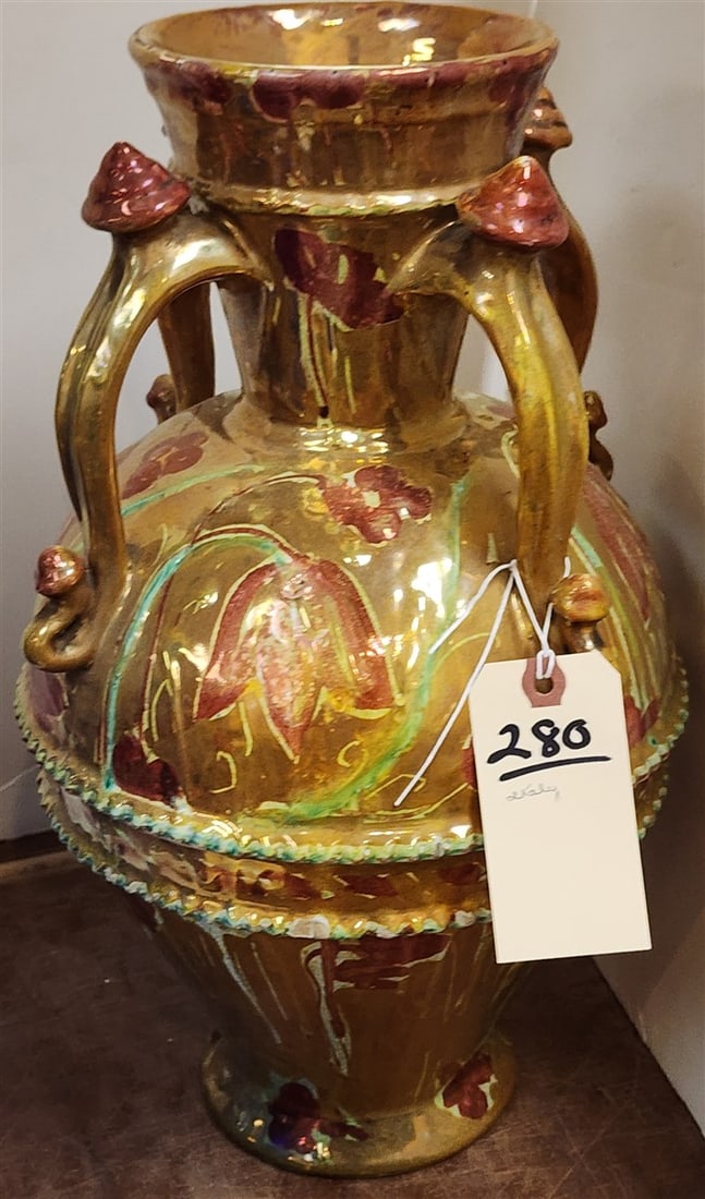 Tin Glaze Vase Made In Florence Italy 17" H: Tin Glaze Vase Made In Florence Italy 17" H