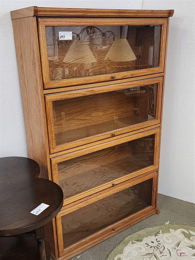 Contemporary Oak 4 Door Bookcase 59 1/2" H X 36" W X 13" D (1 of 1)