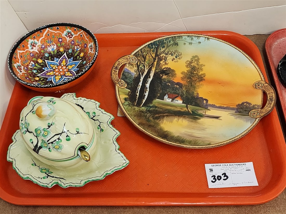 Tray 3 Items - Nippon Charger 11" Diam., Turkish Candy Dish 2 1/2" H X 6 1/4" Diam. + Noritake Jam (1 of 6)