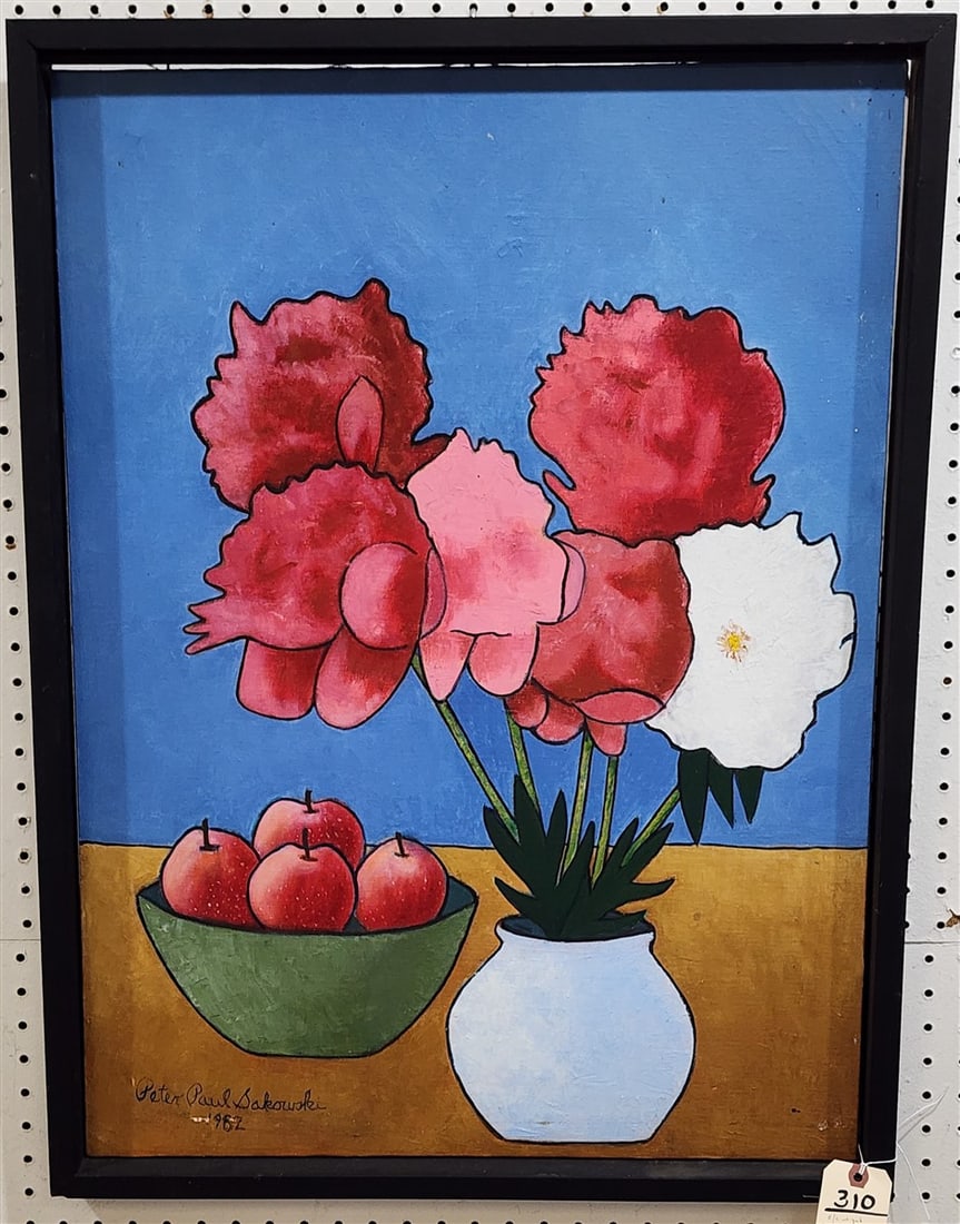 Framed O/C Still Life Sgnd Peter Paul Sakowski 1982 30" X 22" w.Frame 32" X 24": Framed O/C Still Life Sgnd Peter Paul Sakowski 1982 30" X 22" w.Frame 32" X 24"