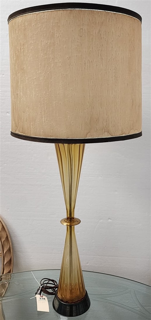 MCM Amber Glass Murano Table Lamp 41" (1 of 3)