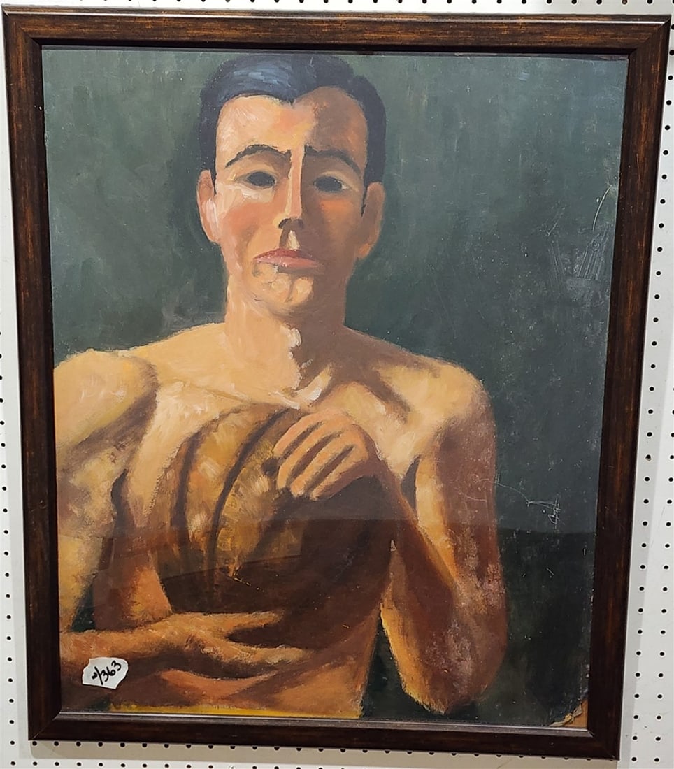 Pr. Framed Pastels On Board - Men 29 1/2" X 23 1/2" w/Frame 32 1/2" X 26 1/2" (1 of 3)