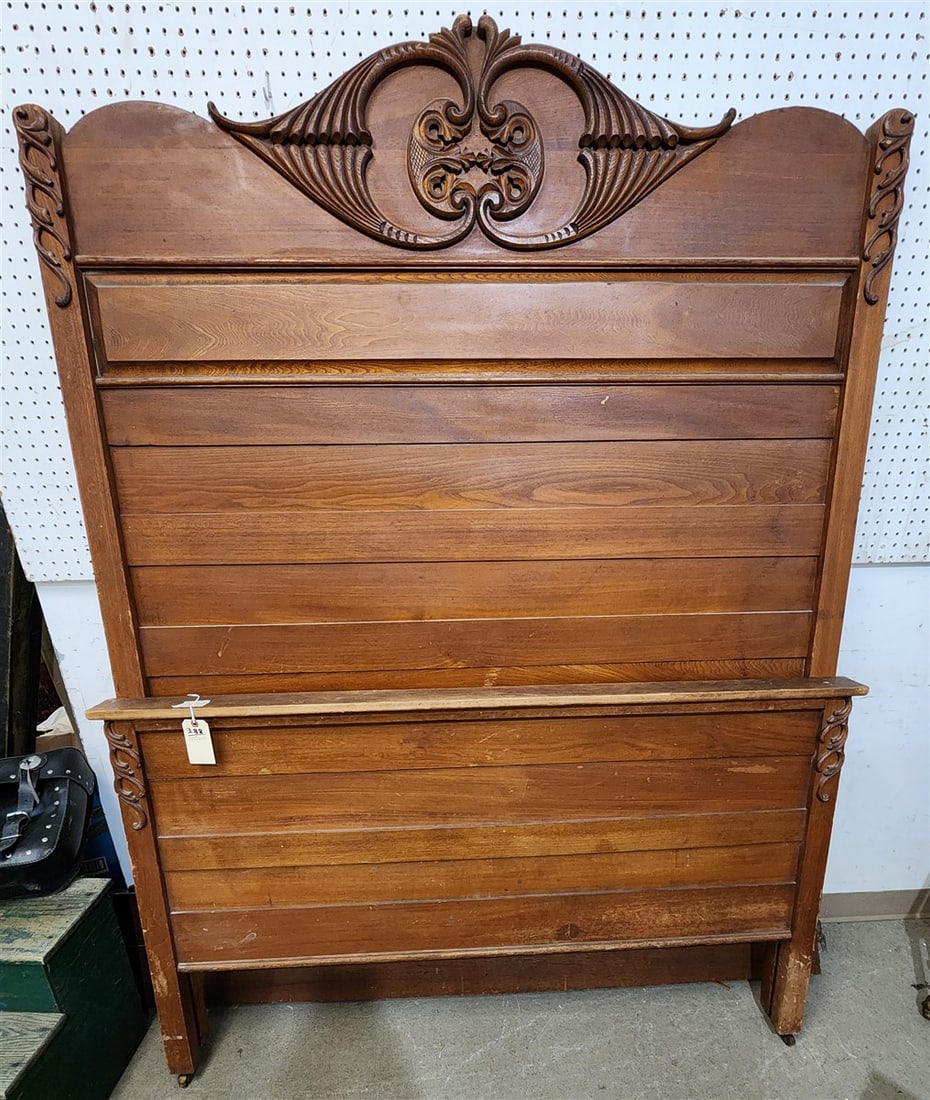 Vintage Oak High Back Bed 6'6" X 57 1/2" W (1 of 2)