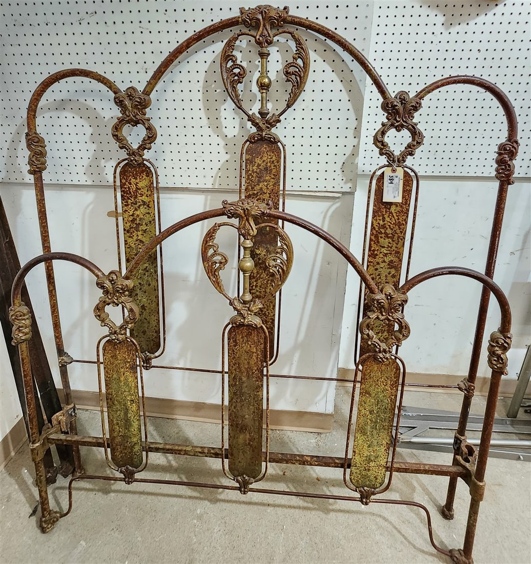 Vintage Iron & Brass Bed 63" H X 53" W (1 of 2)