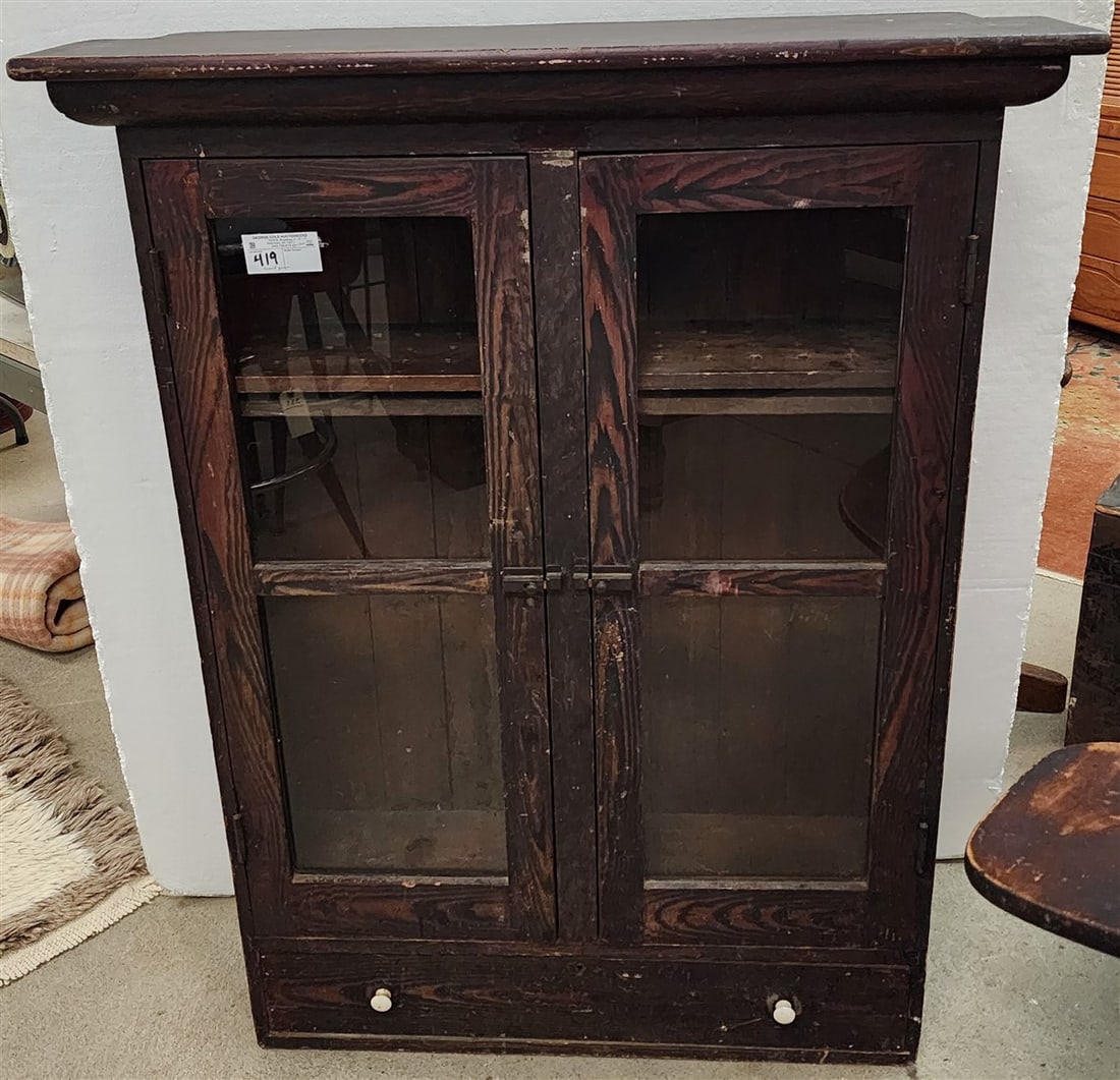 Heart Pine 2 Door Over 1 Drawer Cabinet 47" H X 36 1/2" W X 11" D: Heart Pine 2 Door Over 1 Drawer Cabinet 47" H X 36 1/2" W X 11" D