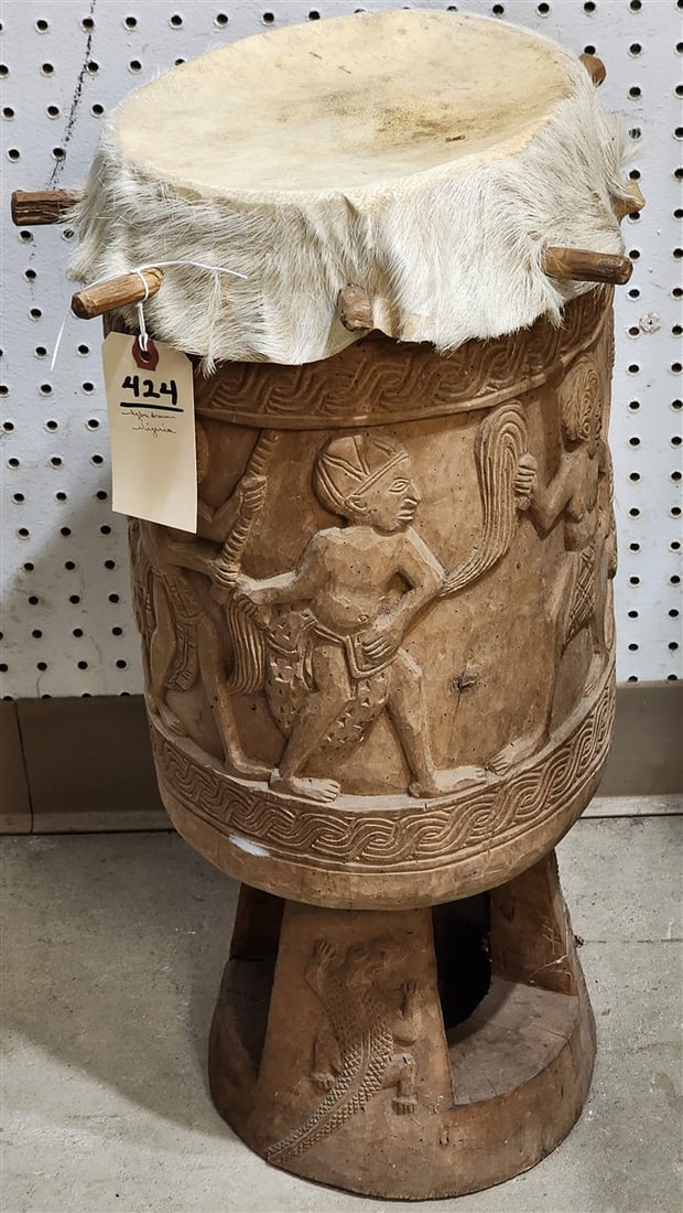 Agba Drum Nigeria 24" H X 9" Diam.: Agba Drum Nigeria 24" H X 9" Diam.