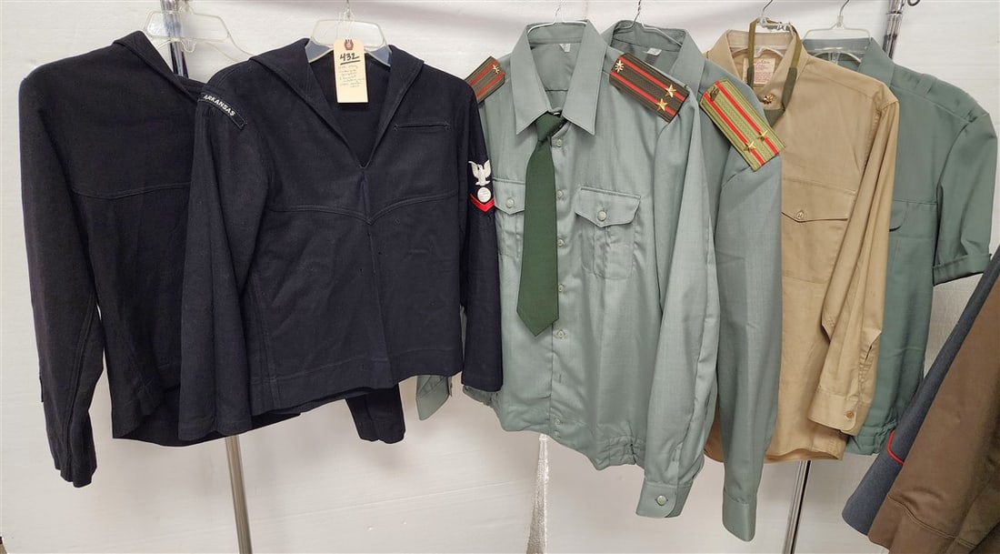 2 US Navy 'Cracker Jack' Sailor Jumpers, 3 Soviet Military Shirts + USMC Khaki Shirt (1 of 3)