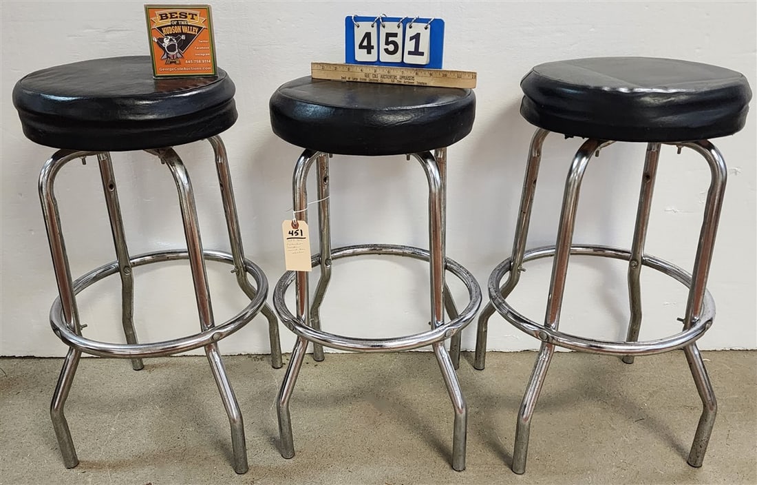 Set 3 Vintage Richardson 50's Floridian Swivel Bar Stools 28" H X 14" Diam. (1 of 2)