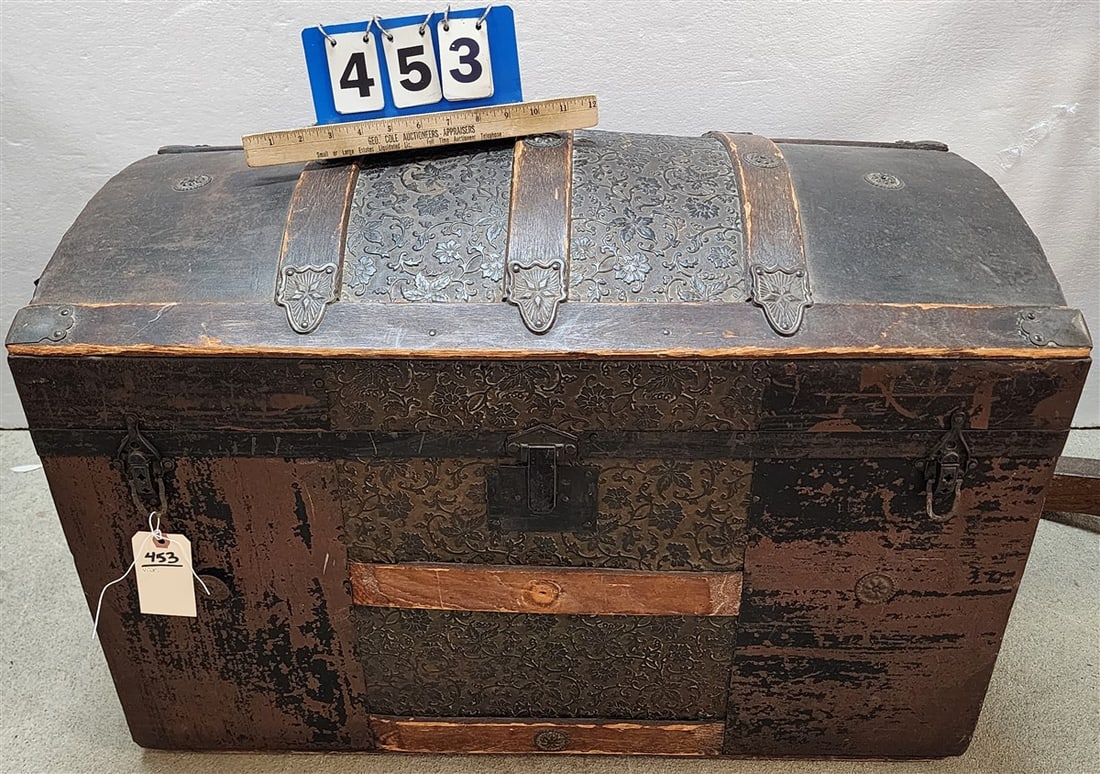 Victorian Dome Top Trunk 21 1/2" H X 32 1/2" W X 17" D (1 of 3)