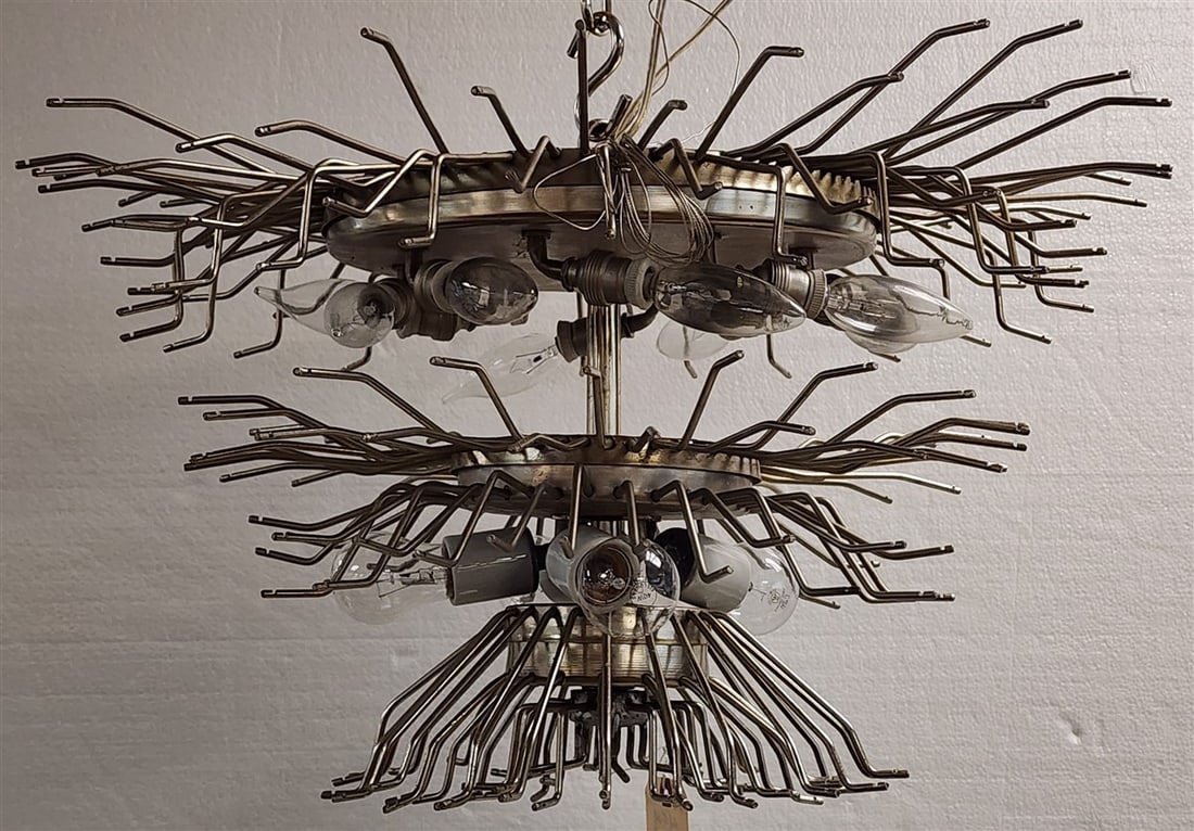 Cascade Nickel Plated Chandelier Frame 14" H X 23" Diam.: Cascade Nickel Plated Chandelier Frame 14" H X 23" Diam.