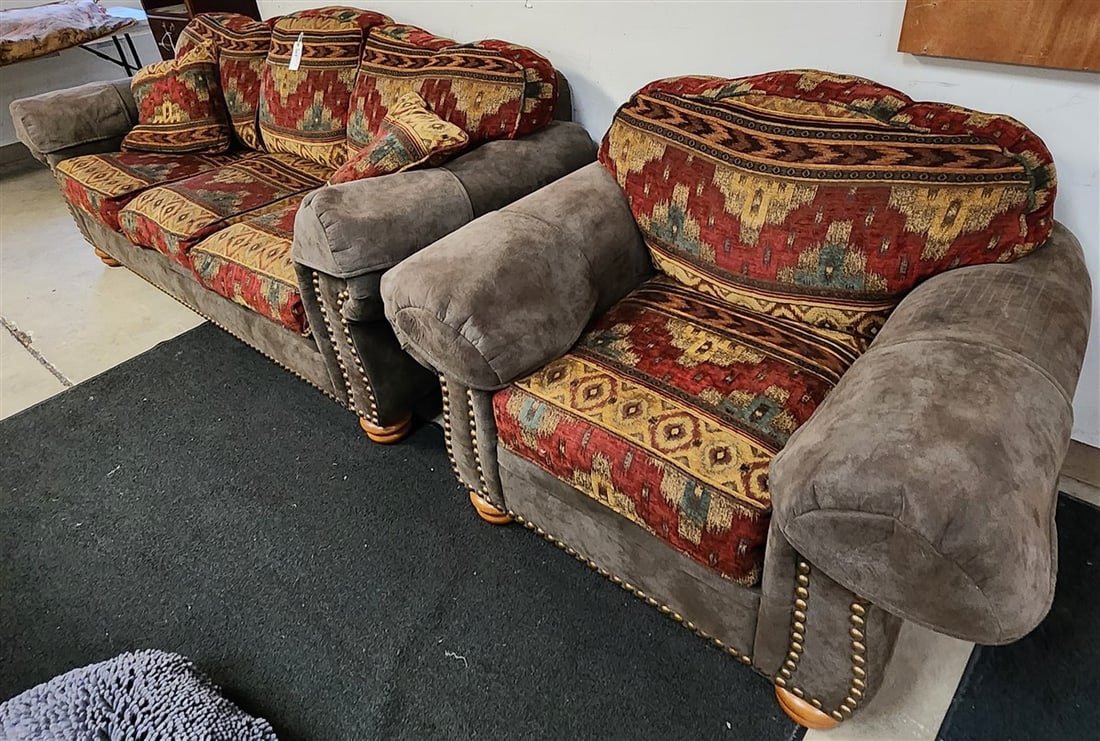 Southwestern Style Sofa 38" H X 7'6" L X 23" D + Club Chair 38" H X 45" W X 22" D: Southwestern Style Sofa 38" H X 7'6" L X 23" D + Club Chair 38" H X 45" W X 22" D