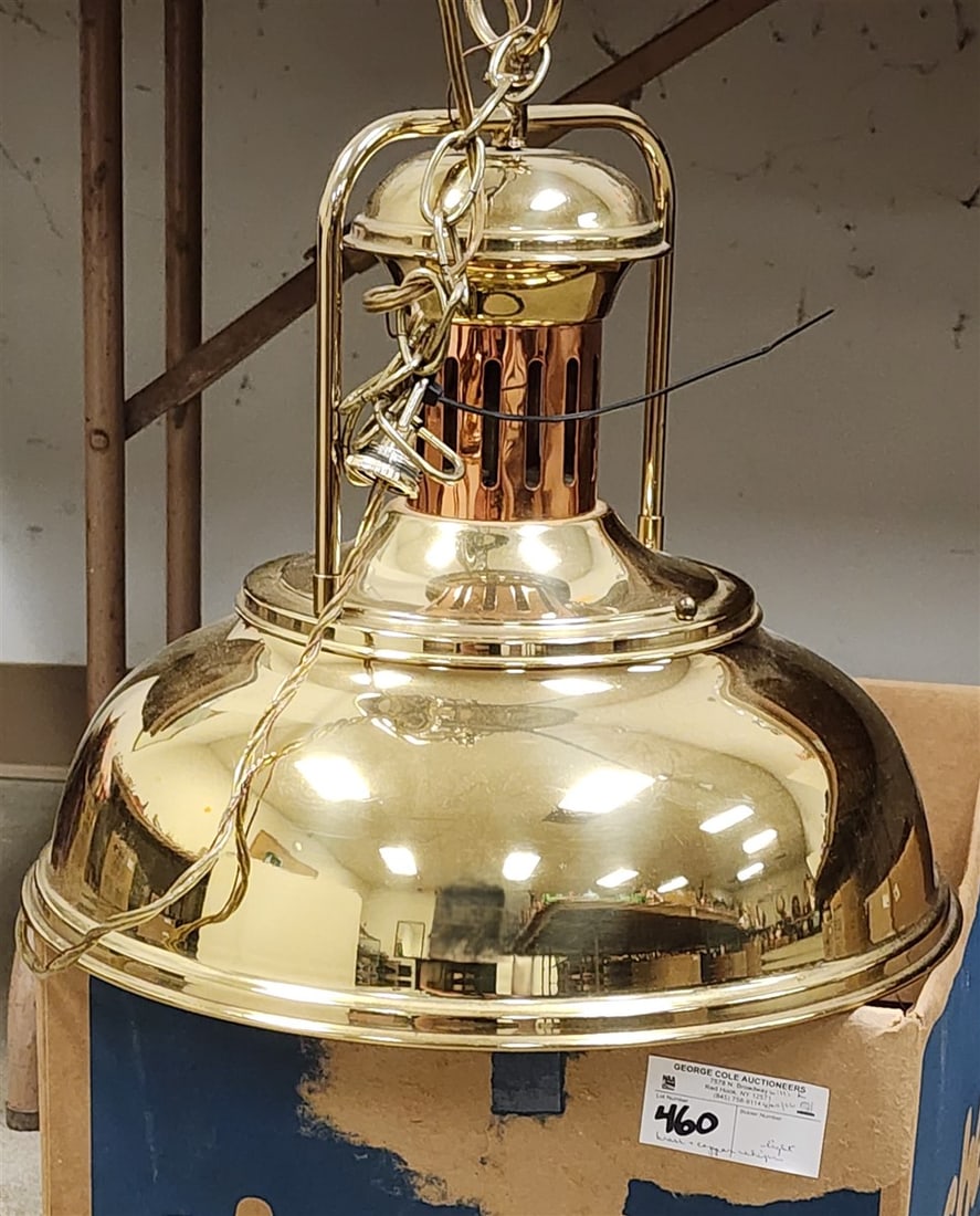 Bx Brass + Copper Ship Hanging Light 18" H X 16" Diam. (1 of 3)
