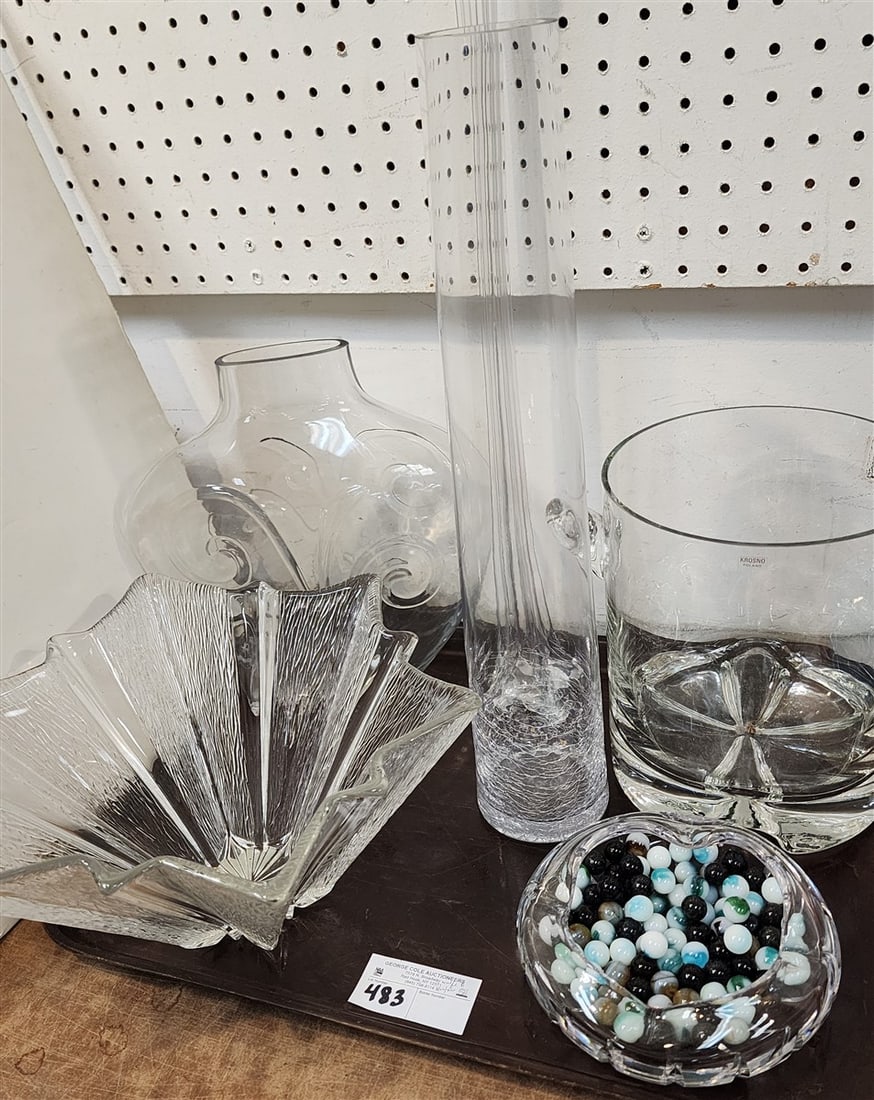 Tray Crystal - Vases 24" H, 20" H, 12" H, Krosno Crustal Ice Bucket, Bowl, Cut Glass Ashtray (1 of 3)