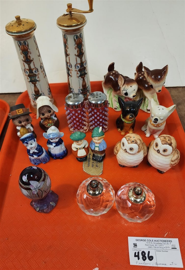 Tray Salt & Peps - Fenton Hobnail, Lenox, Cut Glass, Etc. + Fenton Easter Egg Sgnd C. Riggs (1 of 1)