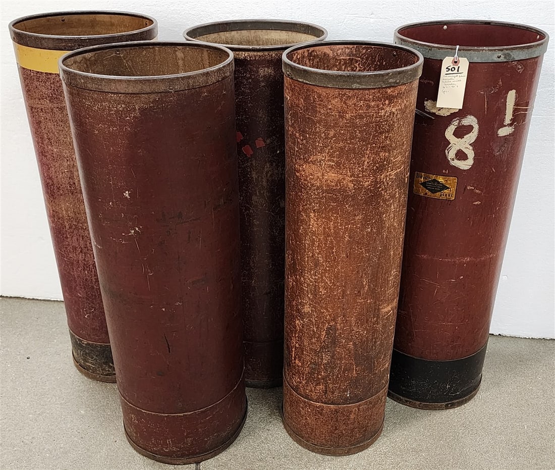 5 Diamond Volcanized Fibre Textile Containers - (4)- 3' H X 12" Diam. + 3' H X 10" Diam. (1 of 3)