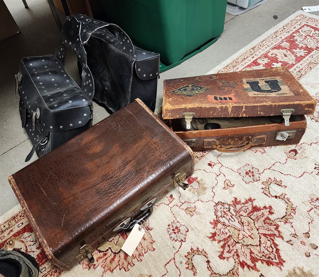 Vintage Samsonite Suitcase + Vintage Leather Suitcase w/Bells + Leather Saddlebags (1 of 7)
