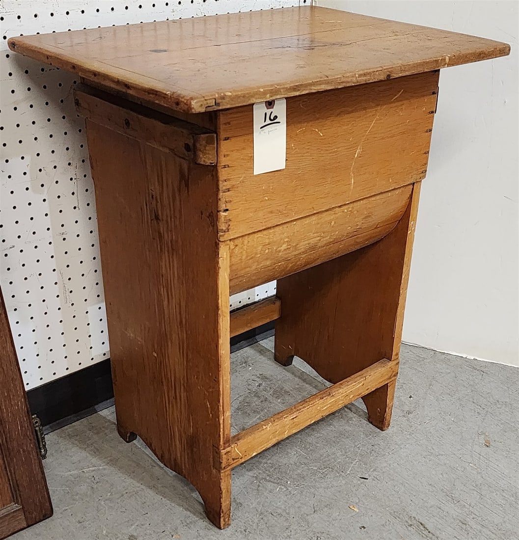 19th C Pine Butter Churn (No Internal Pcs., Used As Side Table) 28" H X 23" W X 17 1/2" D: 19th C Pine Butter Churn (No Internal Pcs., Used As Side Table) 28" H X 23" W X 17 1/2" D