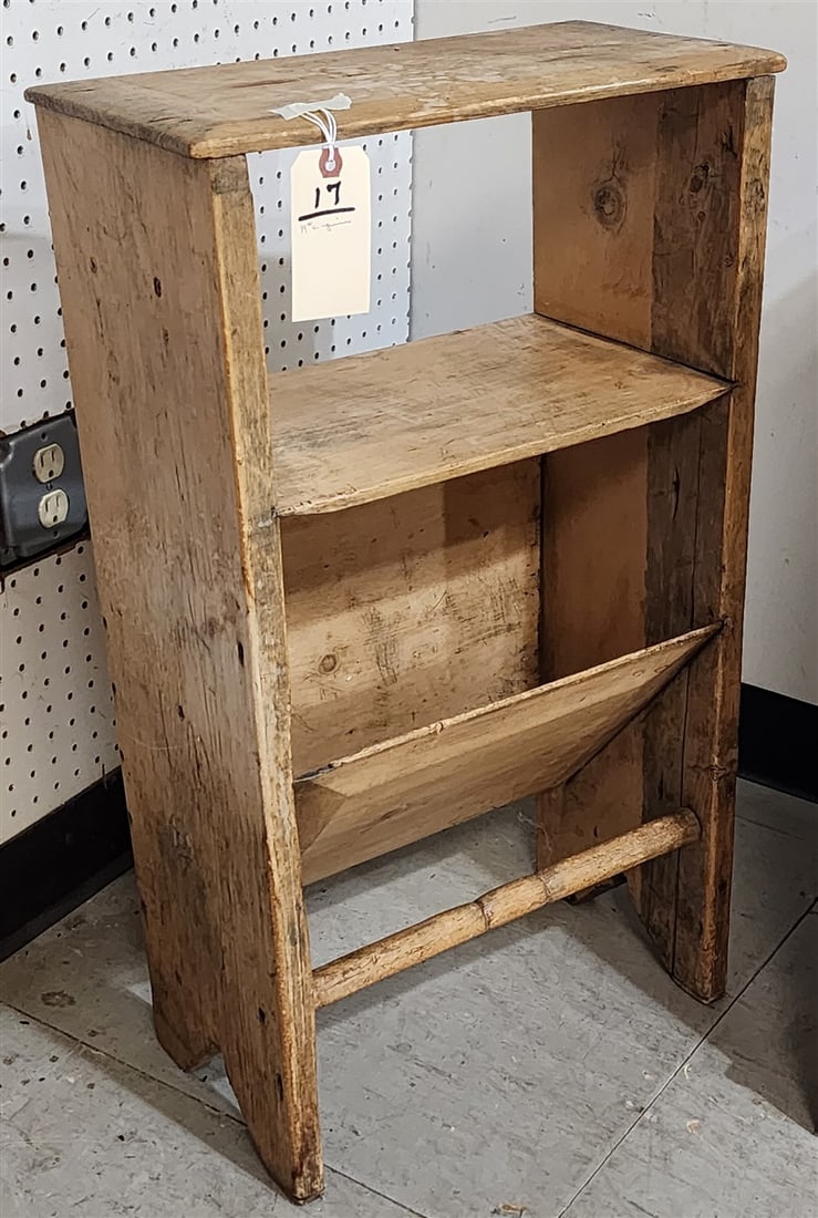Primitive Pine Stand w/Magazine Rack 29 1/2" H X 17" W X 8 3/4" D: Primitive Pine Stand w/Magazine Rack 29 1/2" H X 17" W X 8 3/4" D