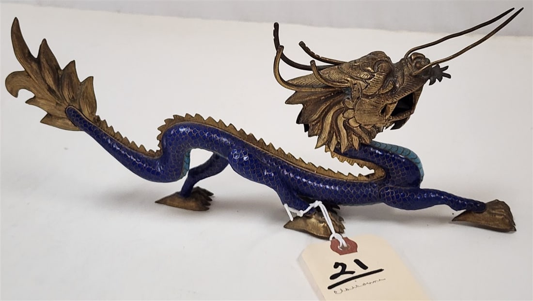 Cloisonne Dragon 5" H X 11" L: Cloisonne Dragon 5" H X 11" L