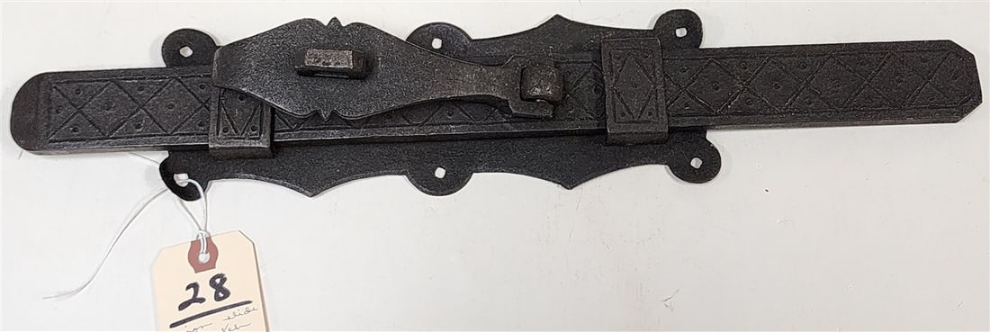 Gothic Style Iron Slide Bolt Latch 18 1/2" L X 3 1/2" W: Gothic Style Iron Slide Bolt Latch 18 1/2" L X 3 1/2" W