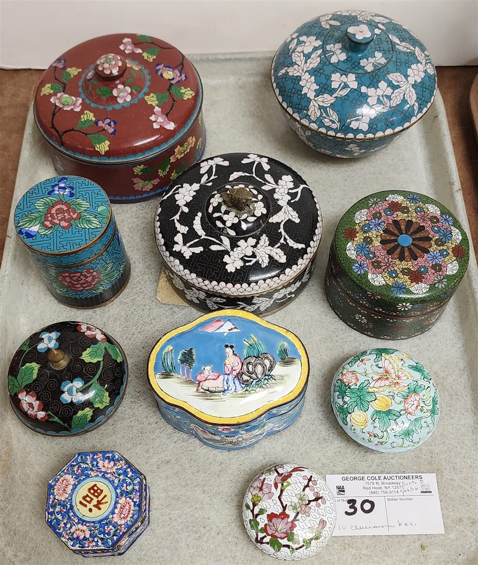 Tray 10 Cloisonne Boxes (1 of 3)