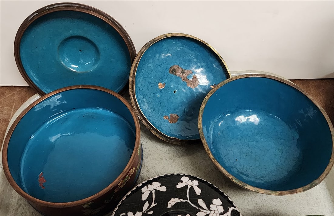 Tray 10 Cloisonne Boxes - 2