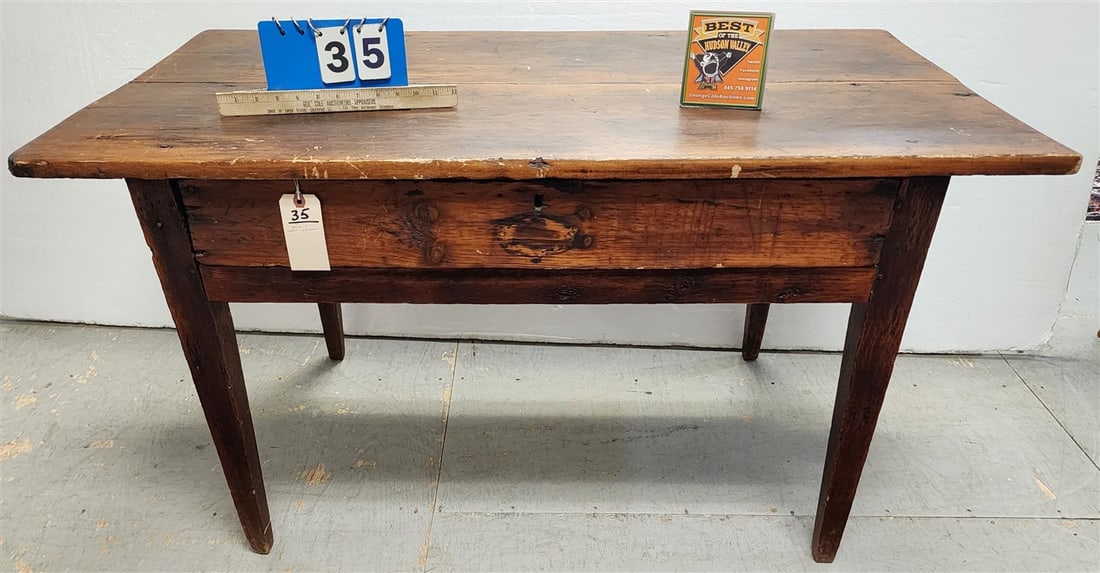 Primitive Pine 1 Drawer Table 25 1/2" H X 48" W X 27" D (1 of 4)