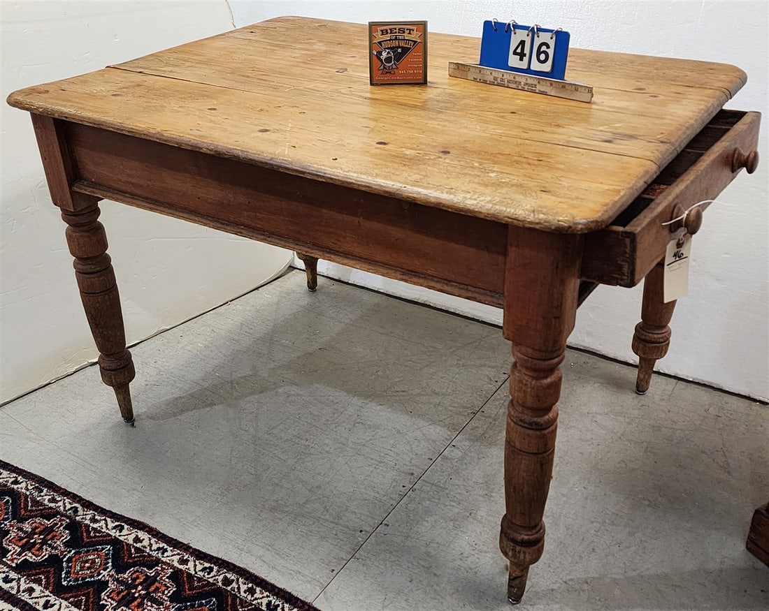 Primitive Pine 1 Drawer Work Table 30" H X 45" W X 33 1/2" D (1 of 4)