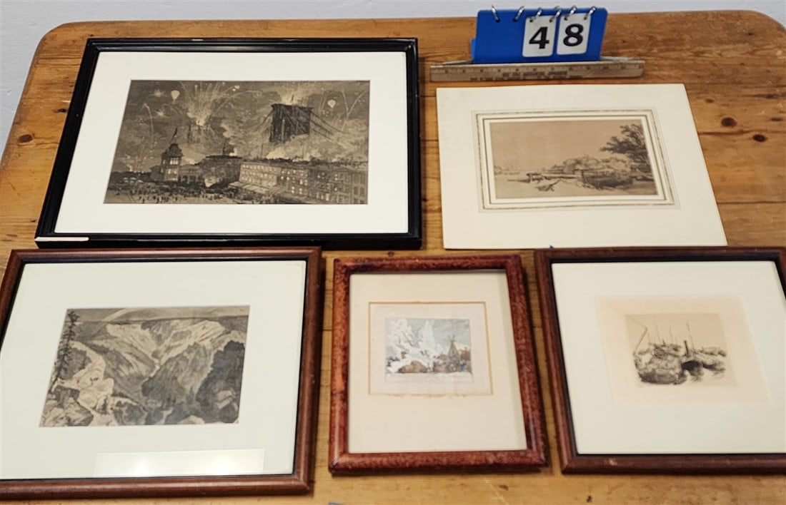 Box 4 Framed 18th & 19th C Items - Engraving 9" X 13 1/2, Engraving 6 1/4" X 8 1/2", Hand Colored (1 of 6)