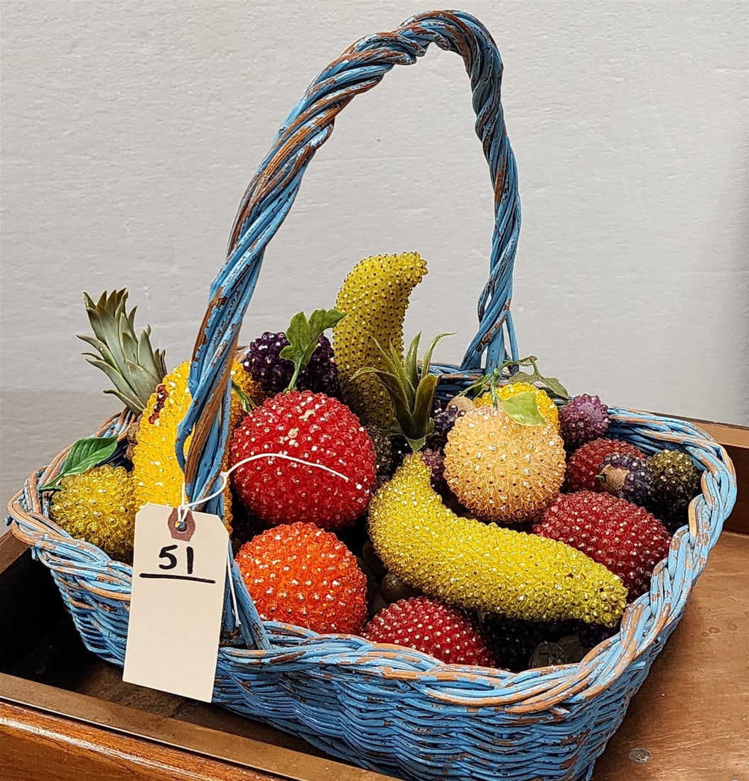 Blue Basket Of Beaded Fruit (1 of 2)
