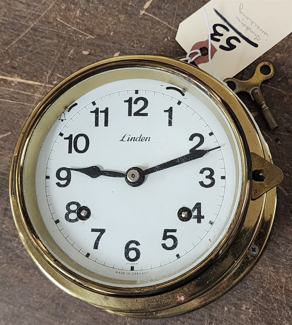 Linden Brass Ships Clock 6" Diam. (Working) (1 of 2)