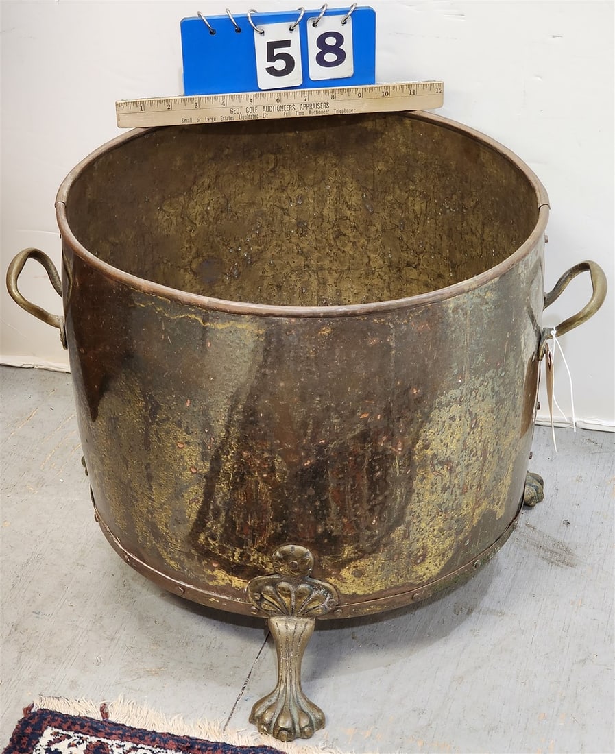 Brass Footed Jardenier 15" H X 17" Diam.: Brass Footed Jardenier 15" H X 17" Diam.