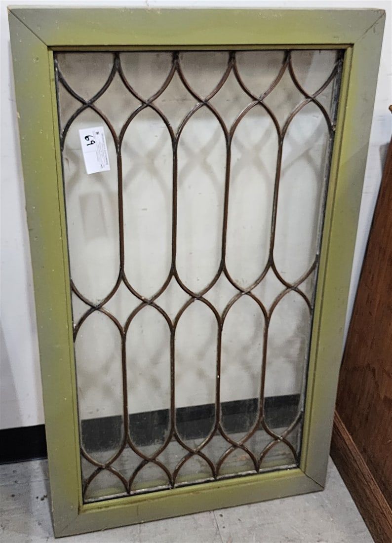 Leaded Glass Window Sash 40" X 22 1/2": Leaded Glass Window Sash 40" X 22 1/2"