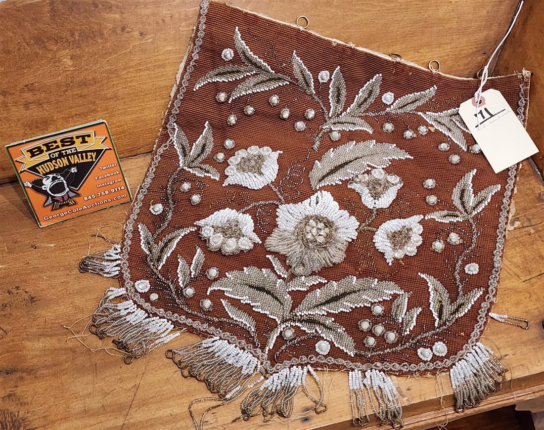 Victorian Beadwork Hanging 17" X 15": Victorian Beadwork Hanging 17" X 15"