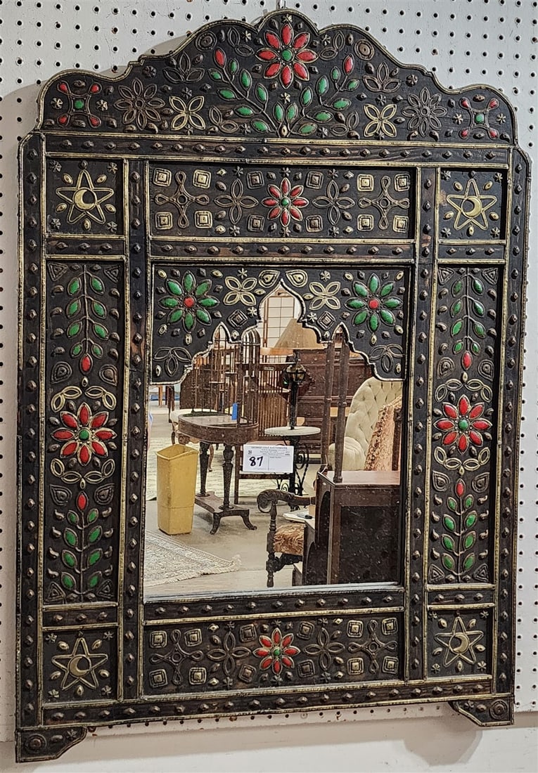 Moroccan Inlaid Wood Framed Mirror 39 1/2" H X 28 1/2" W (1 of 1)