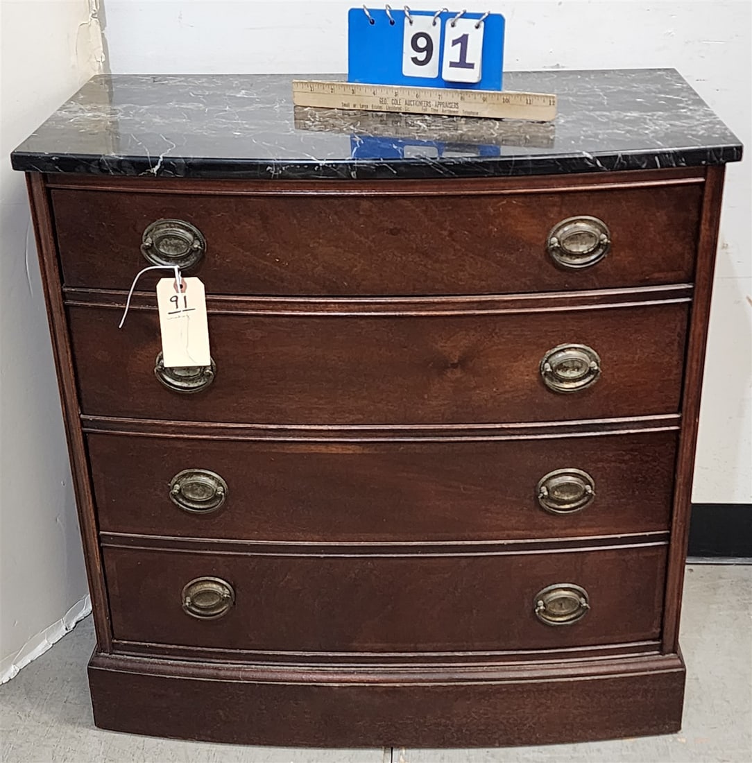 Marbletop 3 Drawer Mahogany Chest 23 1/2" H X 23" W X 16" D: Marbletop 3 Drawer Mahogany Chest 23 1/2" H X 23" W X 16" D