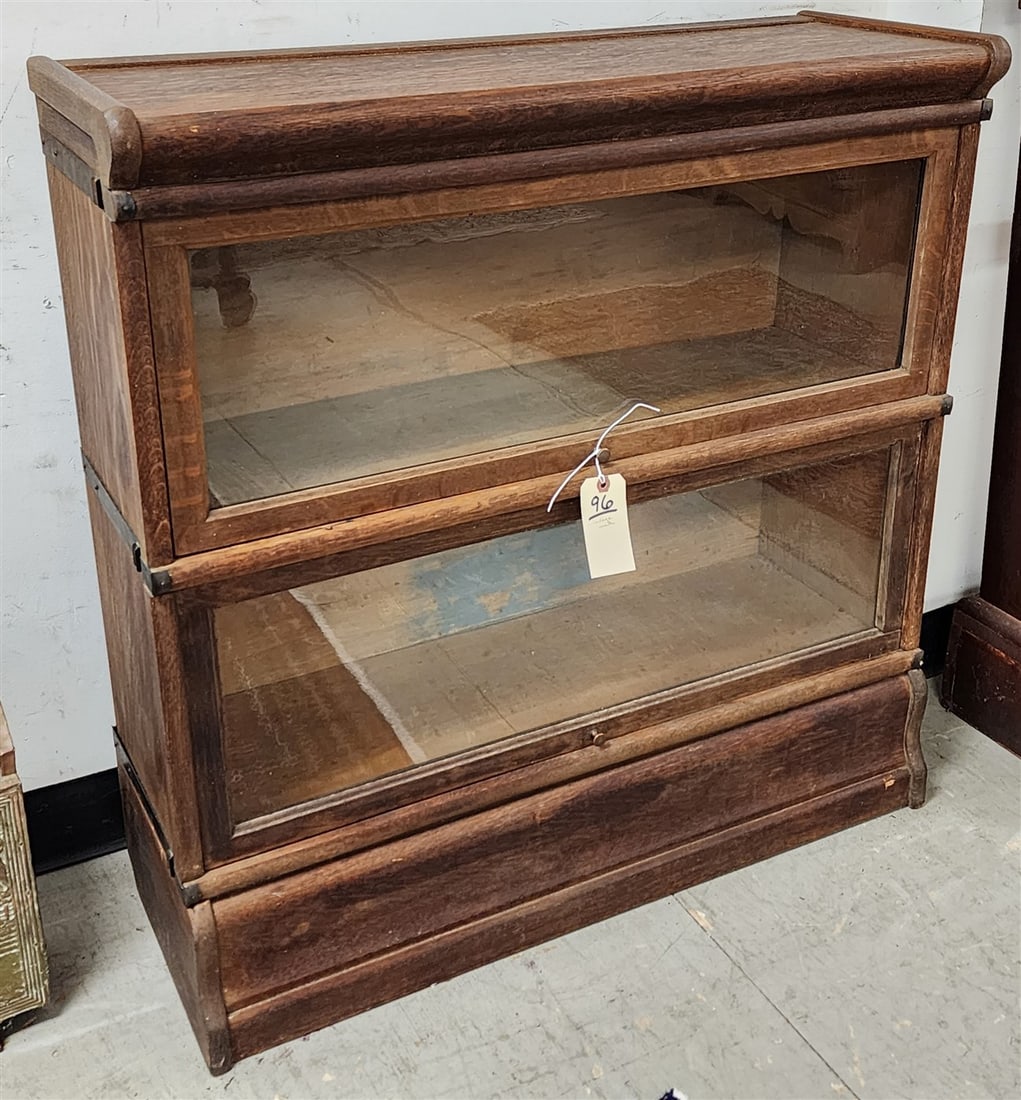 Vintage Oak 2 Section Stackable Bookcase 35" H X 34" W X 12" D (1 of 1)