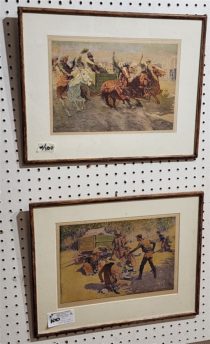 Pr. Artist Proof Remington Prints - 'The Quarrel' 1912 41/50 + 'Bringing Home The New Cook' 1912: Pr. Artist Proof Remington Prints - 'The Quarrel' 1912 41/50 + 'Bringing Home The New Cook' 1912 17/50, Both Are 8 1/2" X 12 1/2" w/Frame 14 1/2" X 18 1/2"