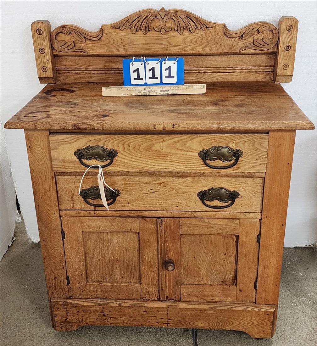 Oak Washstand 38 1/2" H X 30" W X 16" D (1 of 2)