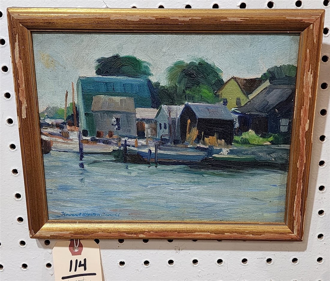 O/C Dock Scene Sgnd Howard Watson Arnold 7 1/2" X 9 1/2" w/Frame 8 3/4" X 10 3/4" (1 of 3)