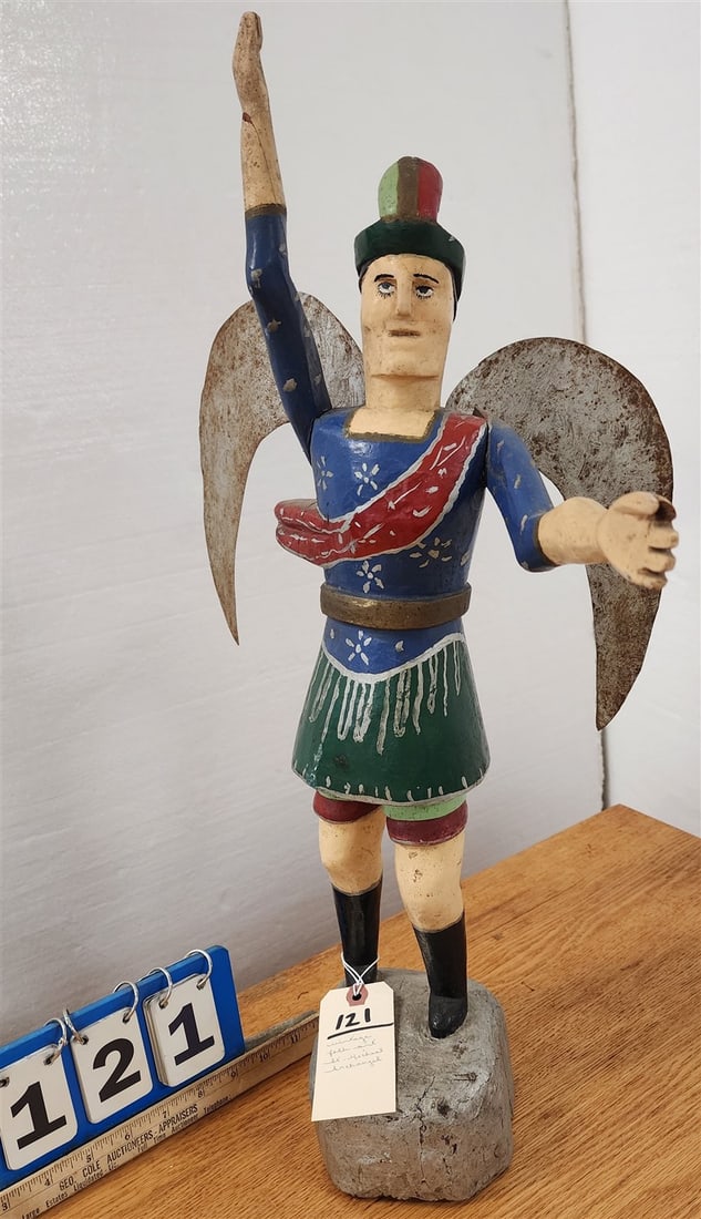 Vintage Folk Art St. Michael Carving 24 1/2" (1 of 2)