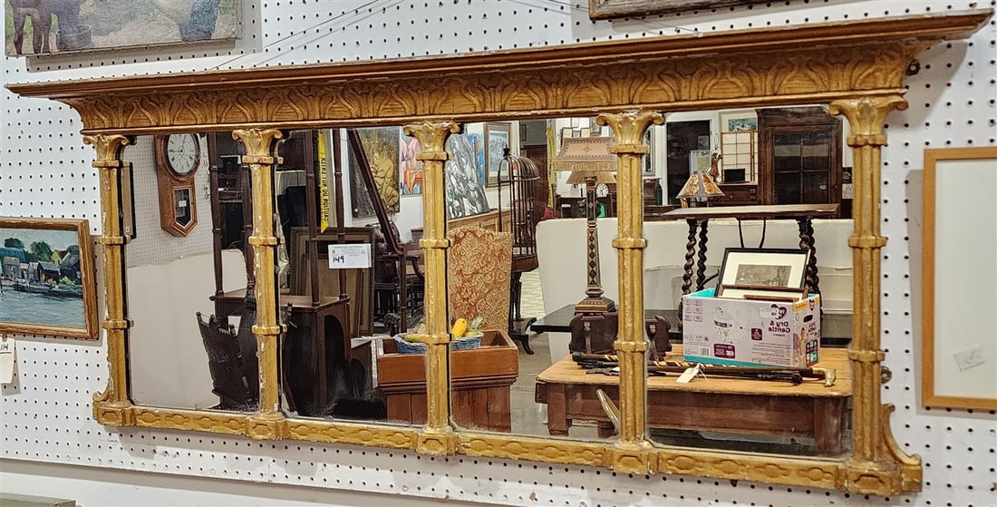 19th C Gilt Framed 4 Section Mirror 2' H X 60 1/2" W (1 of 5)