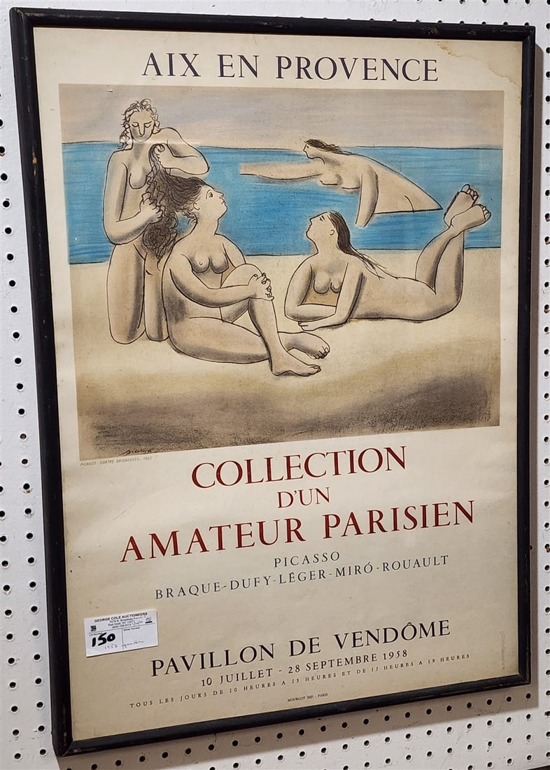 Framed 1958 Picasso Poster 27 1/2" X 19 1/2" w/ Frame 28 1/2" X 21" (1 of 2)