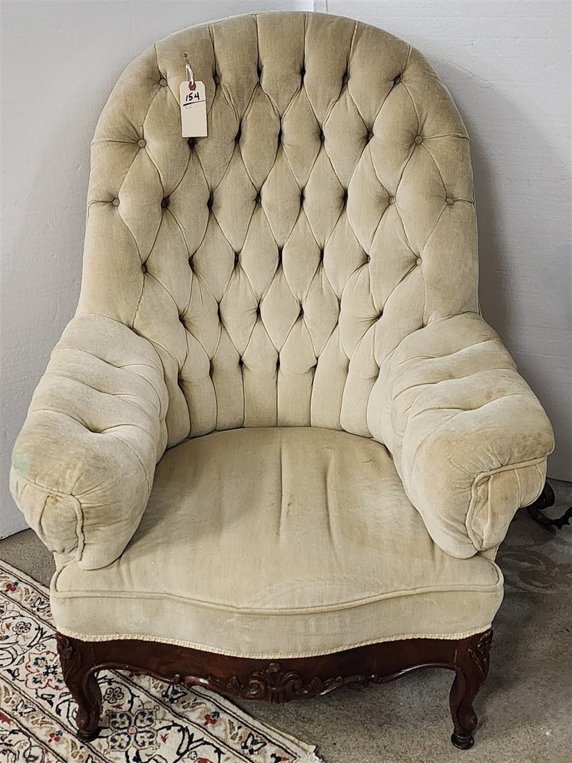 Victorian Tufted Upholstered Armchair 43" H X 33" W X 22 1/2" D (1 of 3)