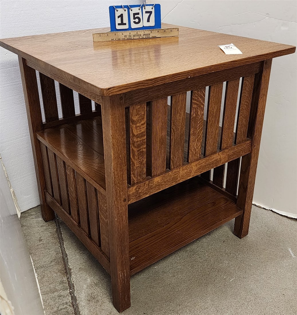 Stickley Mission Style Oak Side Table 29" H X 27" Sq. (1 of 5)